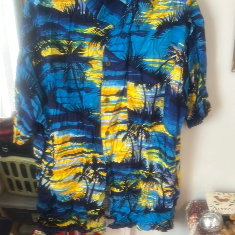 Ocean Current Men's Tropical Blue and Yellow Shirt Jacket